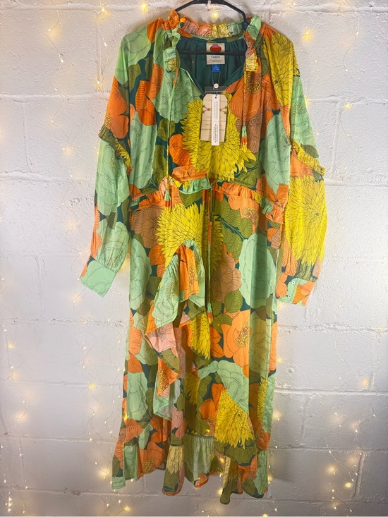 FARM Rio Dresses & Skirts - NWT Farm Rio x Anthropologie Floral High Low Midi Dress XL Petite Boho Tassel